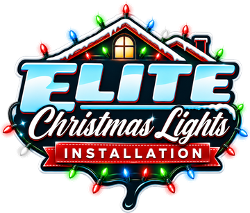 Elite Christmas Lights Installation badge with holiday bulbs